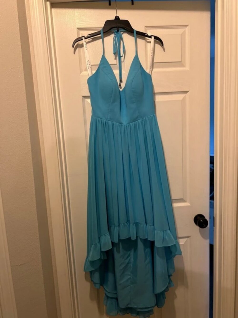 Teal high low halter Dress